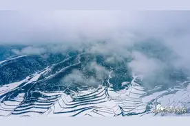 榆中马坡：春寒袭来飘落雪 云雾缠绕醉人间榆中发布图片