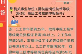 【人社政策每日一答·5月2日】机关事业单位工勤技能岗位技术等级（职务）高级工考核的申报条件？图片