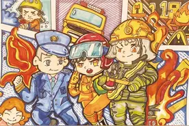 绘画作品致敬消防员 孩子们收获叔叔点赞图片