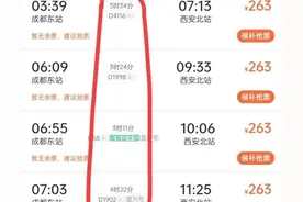 中国式浪漫，成都东到西安北车票263元。图片