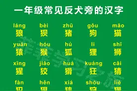 一年级偏旁部首反犬旁，一年级反犬旁的汉字大全，反犬旁知识点图片