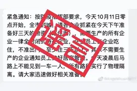 官方辟谣:网传“10月11日零点开始，全市封城”系谣言图片