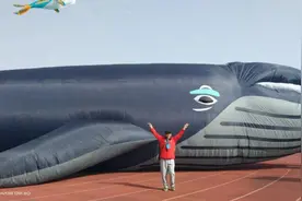 近40米长！全世界最大的鲸鱼软体风筝亮相武汉图片