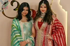 印度首富之子大婚，艾西瓦娅雷盛装出席，女儿没能遗传她的高颜值图片