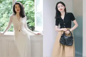 女人不管年龄多大，夏季穿“薄针织衫+半身裙”，优雅到骨子里图片