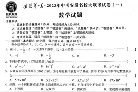 安徽第一卷•2022年中考名校大联考数学试卷图片