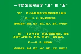 同音字“进”和“近”的区别和用法，一年级同音字进和近解析图片