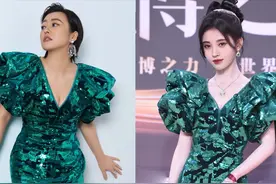 当“小个子女星”与高挑女星红毯撞衫，单看挺美，一对比高下立见图片