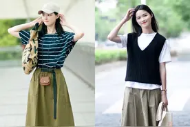“T恤+半身裙”夏天这样穿，时髦减龄有气质，美到骨子里图片