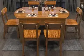 新中式折叠餐桌，可方可圆，方便实用，那叫一个高级图片