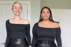 丰满模特和闺蜜日常穿不同size同款衣服，如今百万粉丝看她们换装图片