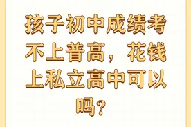 孩子初中成绩考不上普高，花钱上私立高中可以吗？图片