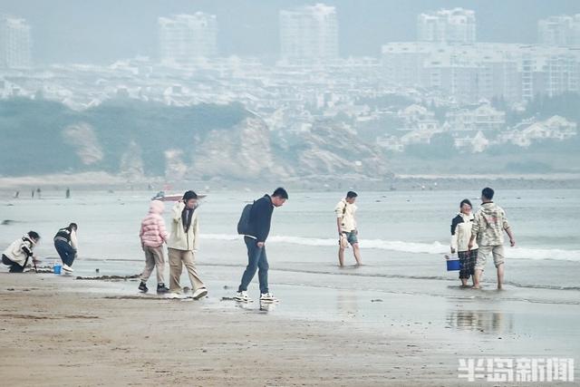 海滨雾朦胧，游客兴致浓