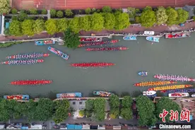 龙舟“上水” 浙江瑞安百舸争流迎端午图片