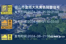 中山“三预警”生效！全市“暴雨+雷雨大风”黄色预警图片