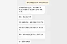 淘宝APP将全面支持微信支付？客服回应：试行中，暂未全面开放图片