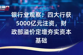 银行业观察：四大行获5000亿元注资，财政部溢价定增夯实资本基础视频封面