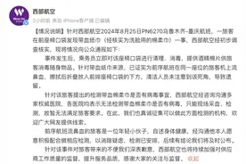 旅客在飞机座椅置物袋发现“带血湿纸巾”？西部航空回应图片