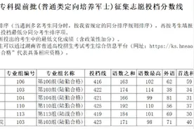 湖南省2024年普通高校招生专科提前批（普通类定向培养军士）征集志愿投档分数线图片