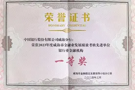 一等奖！中国银行威海分行服务区域实体经济发展收获累累硕果图片