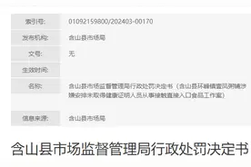 无健康证人员从事接触直接入口食品的工作，安徽含山县一粥铺被警告图片