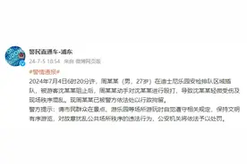 上海警方：男子在迪士尼乐园安检排队区域插队并打人，已被行政拘留图片