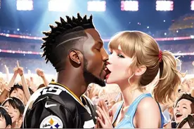 这是在干什么🙈前NFL球员在社媒晒AI生成的自己和霉霉热吻图图片