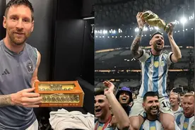 🏆梅西获赠世界杯冠军纪念弹珠，印有26位阿根廷夺冠球员头像图片