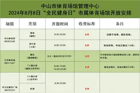 8月8日，中山这些体育场馆向公众免费或低收费开放图片