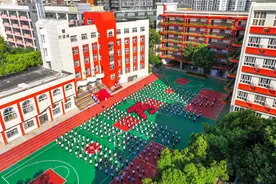 汉阳树下，来自天安门的五星红旗迎风飘扬图片