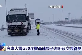 受降雪影响 G30连霍高速新疆伊犁州境内果子沟路段交通管制图片