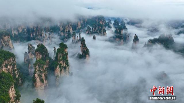 湖南张家界武陵源金秋云海壮阔如画