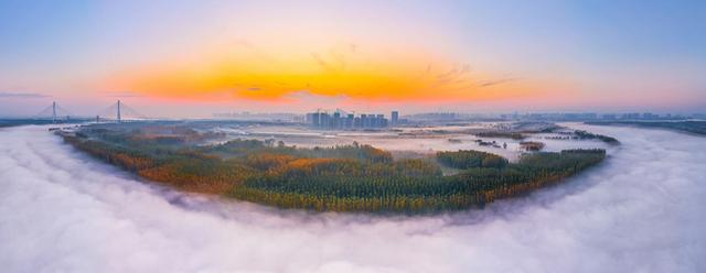 换个视角瞰济南，黄河平流雾美成“云端仙境”