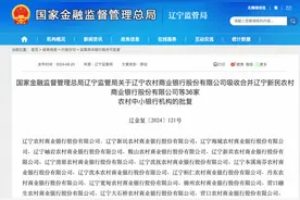辽宁农商银行获批吸收合并36家农村中小银行机构 为期6个月图片