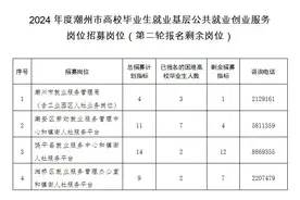 剩余24岗位，潮州高校毕业生基层公共就业创业服务岗第二轮报名来了图片