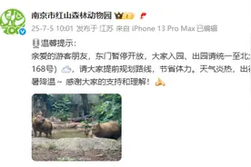 南京市红山森林动物园最新提示，东门暂停开放图片