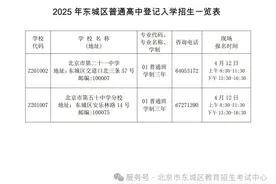 北京东城2所中学开展普通高中登记入学试点，报名资格公布图片