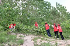 长江之畔 武汉商学院红马甲成最美风景线图片