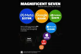一图看懂：美股“七巨头”员工薪酬中位数对比图片
