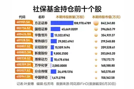 社保基金上半年持仓账本：合计持股市值1378.1亿元，前两大重仓股来自券商丨2024中报透视图片