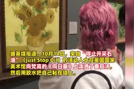 两人因向《向日葵》泼汤被判入狱，数小时后，梵高名作又在伦敦被泼了图片