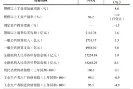 贵州省1至10月经济运行情况出炉图片