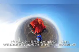 张树鹏翼装飞越阿尔山 空中鸟瞰梦幻天池图片