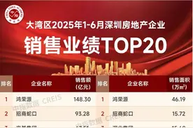 深圳房企TOP10变局：贡献市场四成销售额，鸿荣源居榜首图片