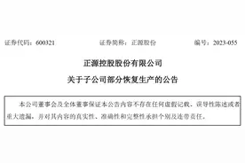 正源控股股份有限公司子公司部分恢复生产图片