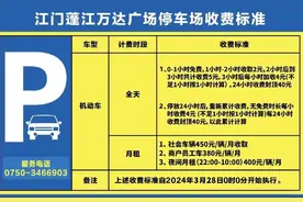 恢复免费停车时限，江门蓬江万达广场再调整收费标准图片