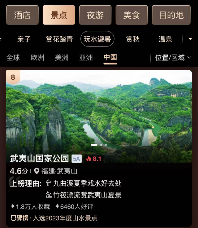 全球玩水避暑地+中国夜游爆款！武夷山入选2025携程口碑榜年度榜单