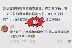 网传深圳知名交警查酒驾查到区长被调岗，涉事熊警官辟谣：太扯了！图片