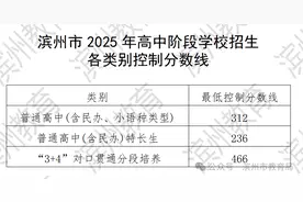 滨州市2025年高中阶段学校招生各类别控制分数线图片