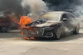 奥迪新车刚开七个月路边自燃烧毁，4S店：只能按三包赔付图片